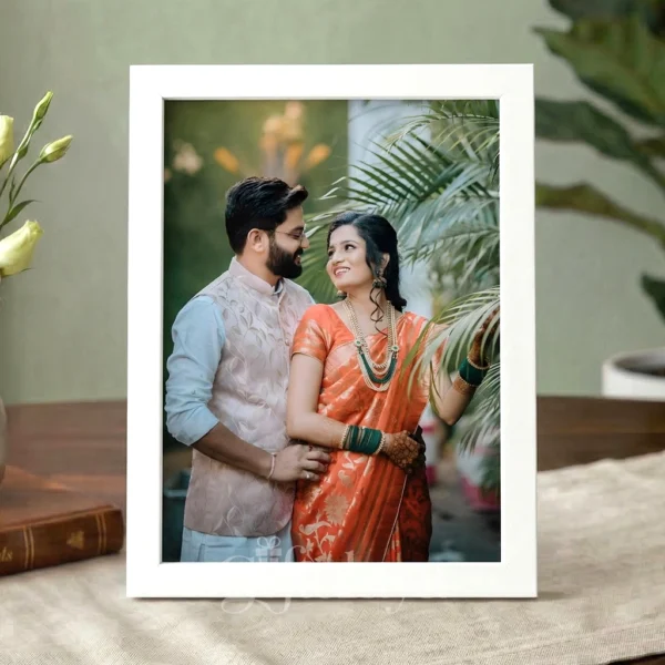 Personalized White  A4 Photo Frame with Premium Print – Custom Photo Gift