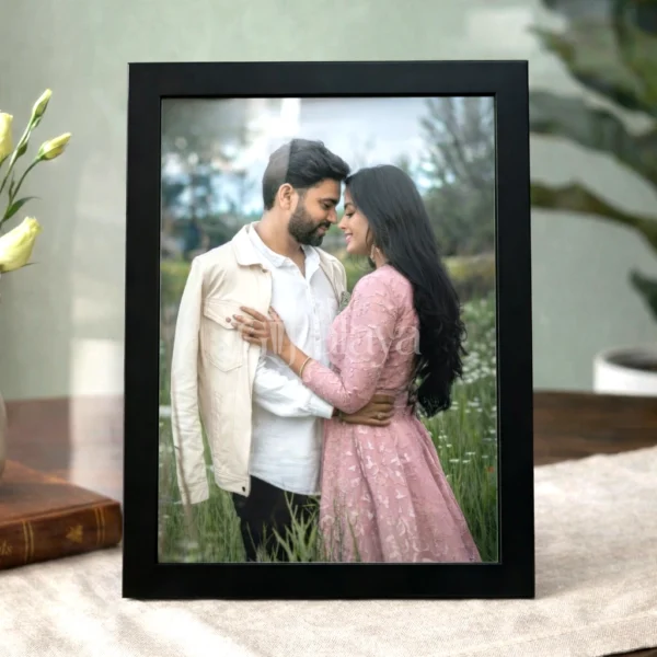 Personalized Black A4 Photo Frame with Premium Print – Custom Photo Gift